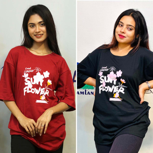 Drop Sholder T-shirt_Red-Black