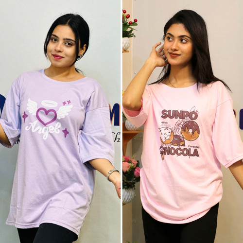 Drop Sholder T-shirt_Pink_Purple