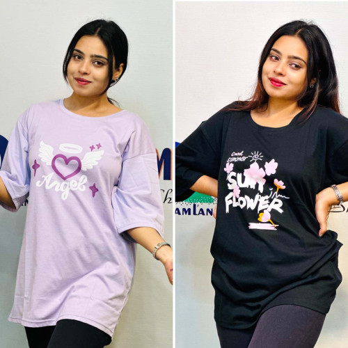 Drop Sholder T-shirt_Black-Purple
